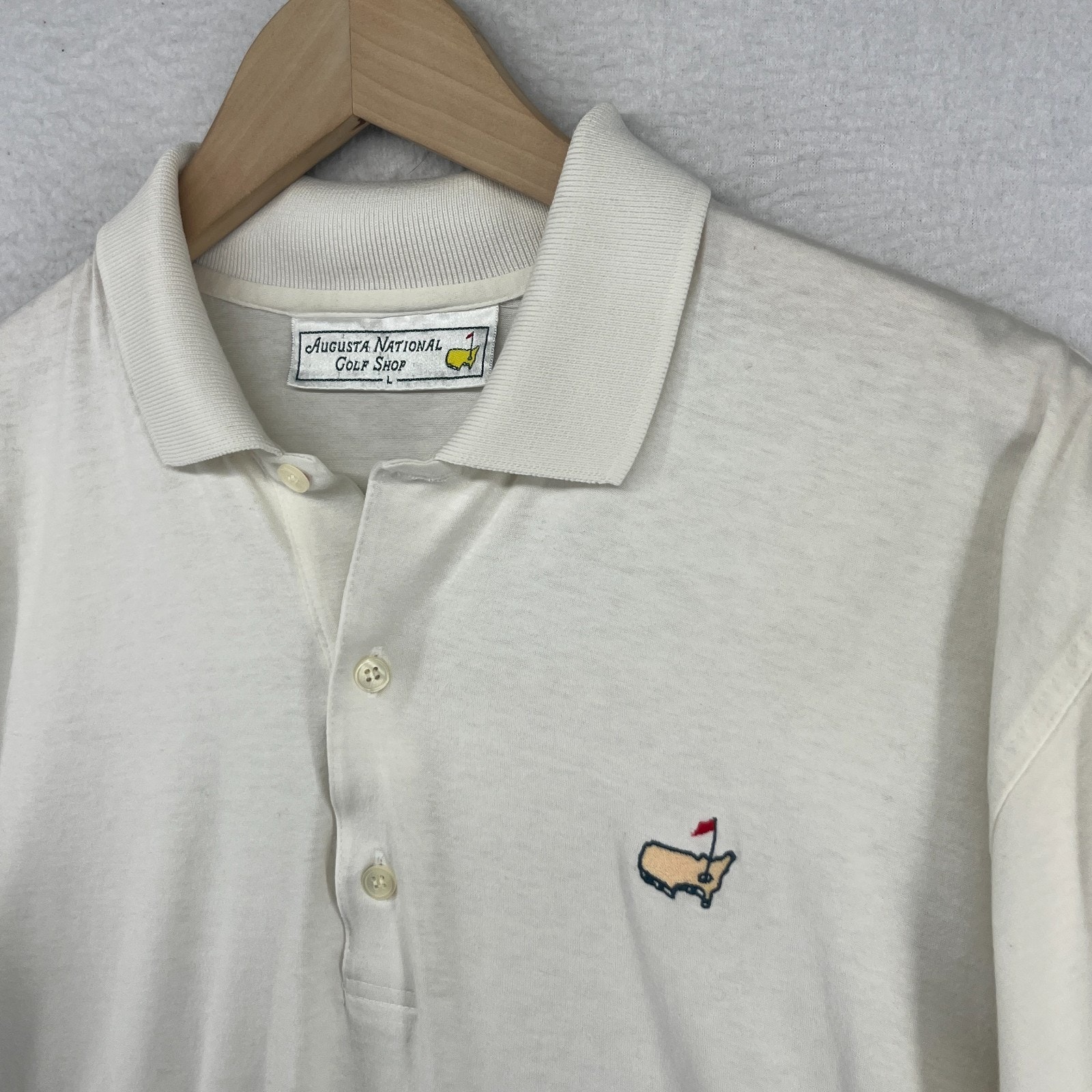 Augusta National Golf Shop Shirt Mens L Polo Jersey Masters Tournament Off White
